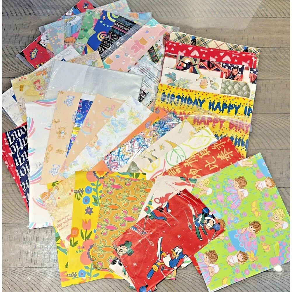 Vtg Gift Wrapping Paper Lot Baby Birthday Wedding Christmas Easter Anniversary